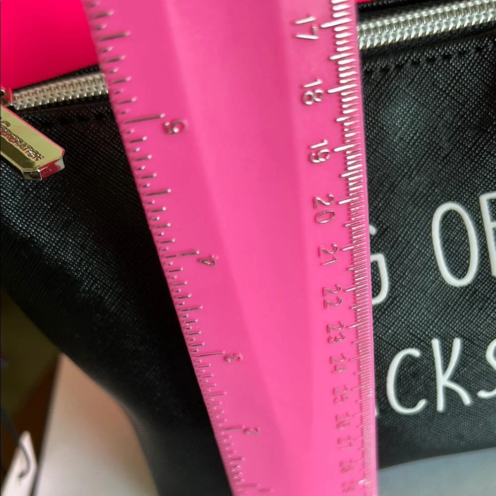 BCBGeneration Black Cosmetic Bag with Playful Text